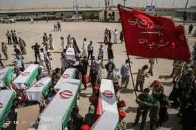 ورود پیکر مطهر ۷۵ شهید دفاع مقدس از مرز شلمچه