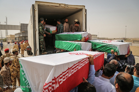 ورود پیکر مطهر ۷۵ شهید دفاع مقدس از مرز شلمچه