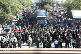 مراسم تشییع پیکر 9 شهید گمنام دوران دفاع مقدس - کرمانشاه