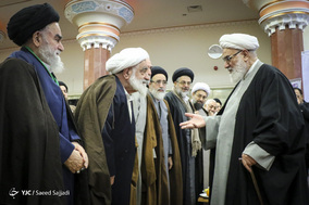 آیت‌الله محمدی گلپایگانی، رئیس دفتر مقام معظم رهبری در حاشیه آیین تکریم و معارفه رئیس مرکز رسیدگی به امور مساجد