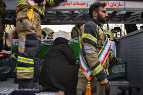 مراسم تشییع پیکر آتش نشان شهید 