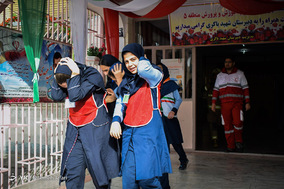 مانور زلزله در مدرسه دخترانه شهید باکری