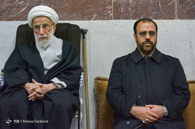 حضور آیت اله آملی لاریجانی بزرگداشت آیت الله محمد مؤمن