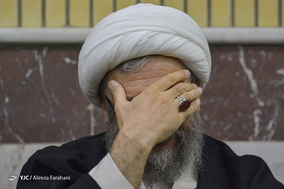 حضور آیت اله آملی لاریجانی بزرگداشت آیت الله محمد مؤمن