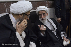 حضور آیت اله جنتی و آملی لاریجانی در بزرگداشت آیت الله محمد مؤمن