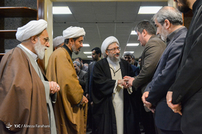 حضور آیت اله جنتی و آملی لاریجانی در بزرگداشت آیت الله محمد مؤمن