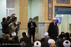 آیت الله محمدی گلپایگانی در آیین معارفه حجت‌الاسلام حبیب‌الله شعبانی موثقی نماینده ولی فقیه و امام جمعه همدان
