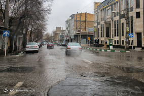بارش شدید باران و آب گرفتگی معابر در ابهر