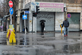 بارش شدید باران و آب گرفتگی معابر در ابهر