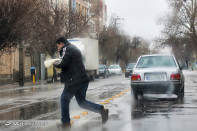بارش شدید باران و آب گرفتگی معابر در ابهر