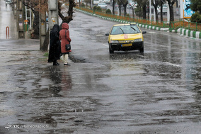 بارش شدید باران و آب گرفتگی معابر در ابهر