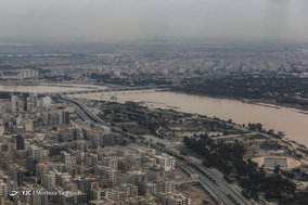 تصاویر هوایی از مناطق سیل زده حاشیه رودخانه کارون در استان خوزستان