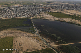 تصاویر هوایی از مناطق سیل زده حاشیه رودخانه کارون در استان خوزستان