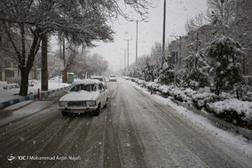 بارش شدید برف بهاری در همدان
