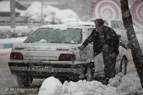 بارش شدید برف بهاری در همدان