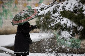 بارش شدید برف بهاری در همدان
