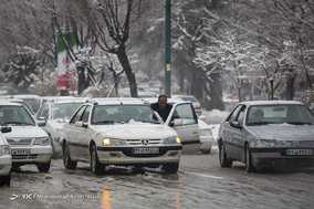 بارش شدید برف بهاری در همدان
