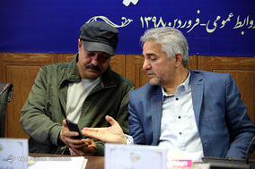 مهدی فرجی تهیه کننده و سعید آقاخانی بازیگر و کارگردان در نشست خبری سریال نوروزی «نون خ»