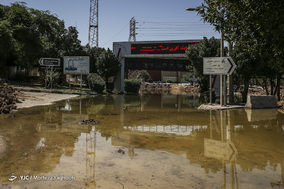 سیلاب در حاشیه رودخانه کارون و جاده ساحلی اهواز