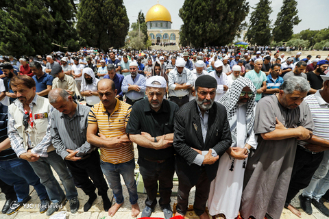 حضور گسترده فلسطینی ها در نماز جمعه مسجد الاقصی