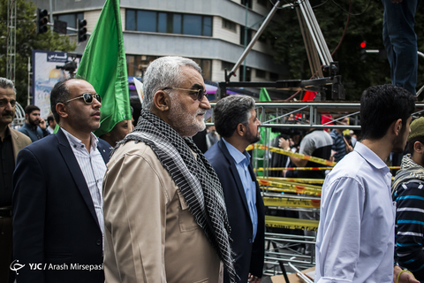 حضور علاءالدین بروجردی عضو کمیسیون امنیت ملی مجلس در راهپیمایی روز جهانی قدس ۹۸ تهران