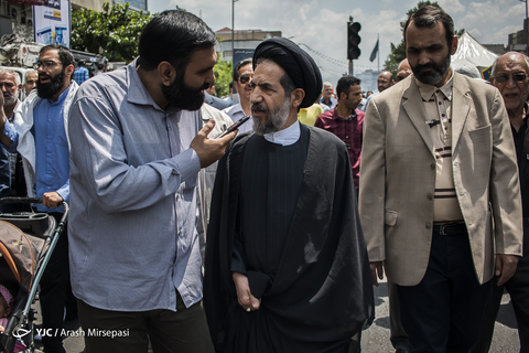 حضور حجت‌الاسلام سیدمحمدحسن ابوترابی‌فرد امام جمعه موقت تهران در راهپیمایی روز جهانی قدس ۹۸ تهران