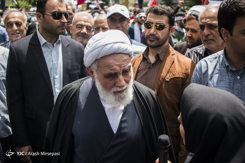 حضور حجت‌الاسلام علی‌اکبر ناطق‌نوری عضو مجمع تشخیص مصلحت نظام در راهپیمایی روز جهانی قدس ۹۸ تهران