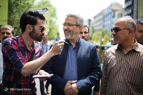 حضور سردار غلامحسین غیب‌پرور رئیس سازمان بسیج مستضعفین در راهپیمایی روز جهانی قدس ۹۸ تهران