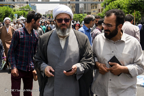 حضور حجت‌الاسلام قاسمیان در راهپیمایی روز جهانی قدس ۹۸ تهران
