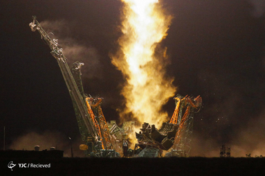 یک موشک سایوز-FG با یک سفینه فضایی Soyuz MS-13 در فرودگاه بین المللی بیکنور روسیه در قزاقستان که فضانورد آمریکایی اندرو مورگان، فضانورد روسی الکساندر Skvortsov و فضانورد ایتالیایی لوکا پارمیتانو را به ایستگاه فضایی بین المللی حمل می کند
