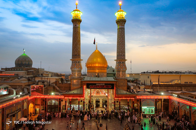 آئین تعویض و اهتزاز پرچم متبرک گنبد حرم امام حسین(ع) بر فراز بارگاه سیدالکریم حضرت عبدالعظیم الحسنی (ع)
