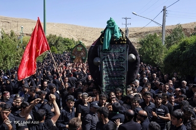 آیین سنتی وداع نخل‌های روستاهای خاوه اردهال و علوی ظهر روز عاشورا در مشهد اردهال