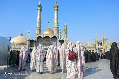 راسم استقبال از کاروان نمادین حضرت معصومه سلام الله علیها در قم