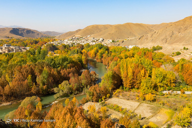 پاییز هزار رنگ حاشیه زاینده رود در شهرستان سامان