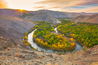 پاییز هزار رنگ حاشیه زاینده رود در شهرستان سامان