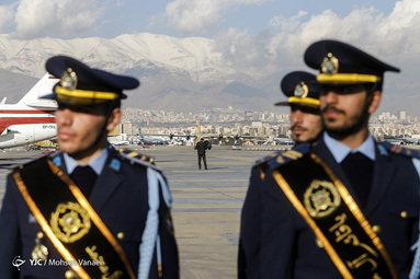 مراسم استقبال از پیکر شهید امیر سرتیپ دوم محمدرضا رحمانی، خلبان میگ ۲۹ حادثه دیده در پایگاه یکم شکاری مهرآباد