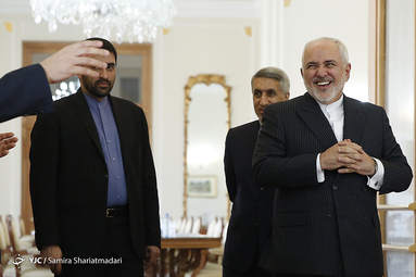 محمدجواد ظریف، وزیر امور خارجه در حاشیه دیدار با  استف بلوک، وزیر امور خارجه دولت پادشاهی هلند 