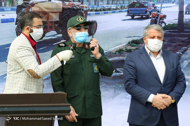 رزمایش ضدعفونی معابر شهر تهران با حضور نیروهای شهرداری تهران، آتش نشانی، سپاه و بسیج