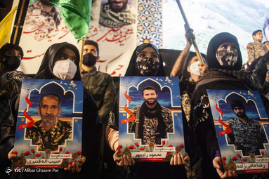 مراسم وداع با پیکر مطهر پنج شهید مدافع حرم کربلای خان‌طومان، شهیدان «حسن رجایی‌فر»، «رضا حاجی‌زاده»، «محمود رادمهر» و «محمد بلباسی» و «علی عابدینی» - ساری