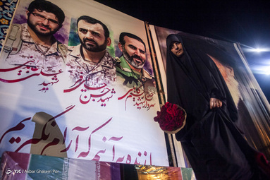 مراسم وداع با پیکر مطهر پنج شهید مدافع حرم کربلای خان‌طومان، شهیدان «حسن رجایی‌فر»، «رضا حاجی‌زاده»، «محمود رادمهر» و «محمد بلباسی» و «علی عابدینی» - ساری