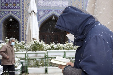 بارش برف پاییزی - حرم رضوی