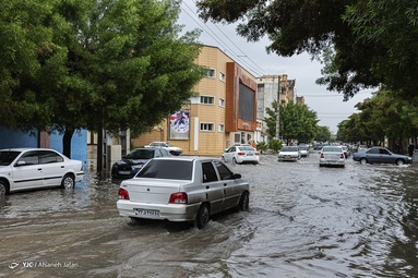 بارش شدید باران و آبگرفتگی خیابان ها و معابر - بوشهر