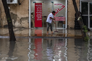 بارش شدید باران و آبگرفتگی خیابان ها و معابر - بوشهر