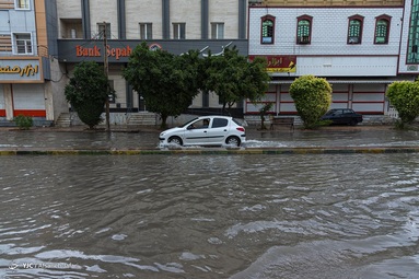 بارش شدید باران و آبگرفتگی خیابان ها و معابر - بوشهر
