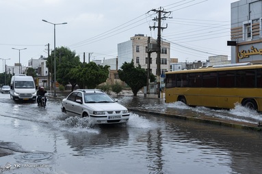 بارش شدید باران و آبگرفتگی خیابان ها و معابر - بوشهر