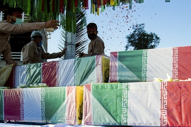 استقبال از ۱۵ شهید گمنام و شهید اله یار زارع مویدی، شهید تازه تفحص شده دوران دفاع مقدس - شیراز