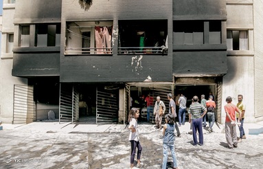 خسارت آتش سوزی در مجتمع مسکونی - شیراز