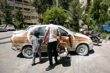 خسارت آتش سوزی در مجتمع مسکونی - شیراز