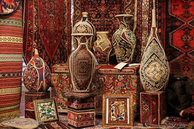 بازار کم رونق صنایع دستی - سرای سعدالسلطنه قزوین