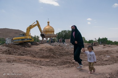 خسارت سیل به امامزاده سید ابراهیم روستای داهوئیه زرند - کرمان